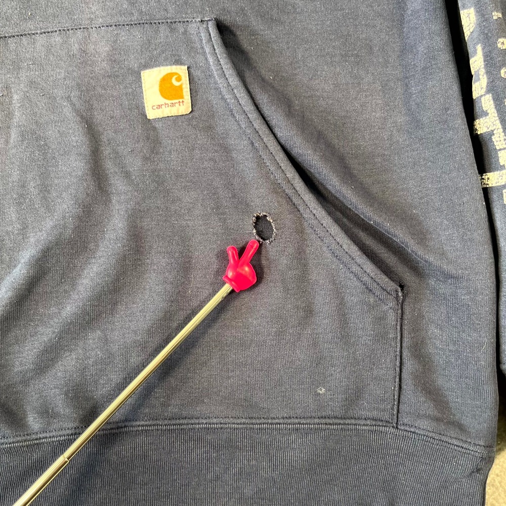 Carhartt Midweight Loose Fit Hoodie Mens Large Navy Blue Cotton Fleece Lined - Picture 2 of 7